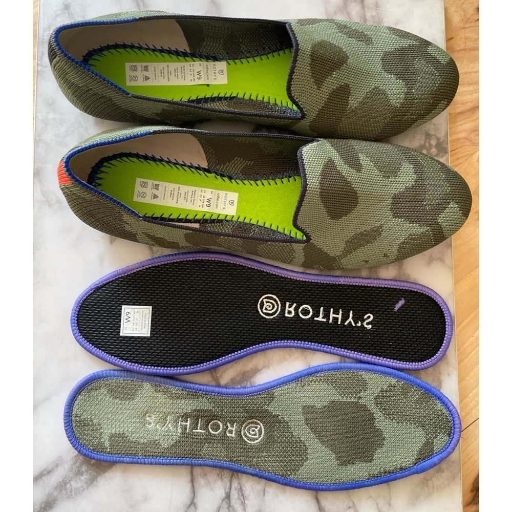ROTHY'S Olive Camo Camouflage The Loafer Slip on Mules Flats Shoes Size 9​​ - Picture 3 of 12